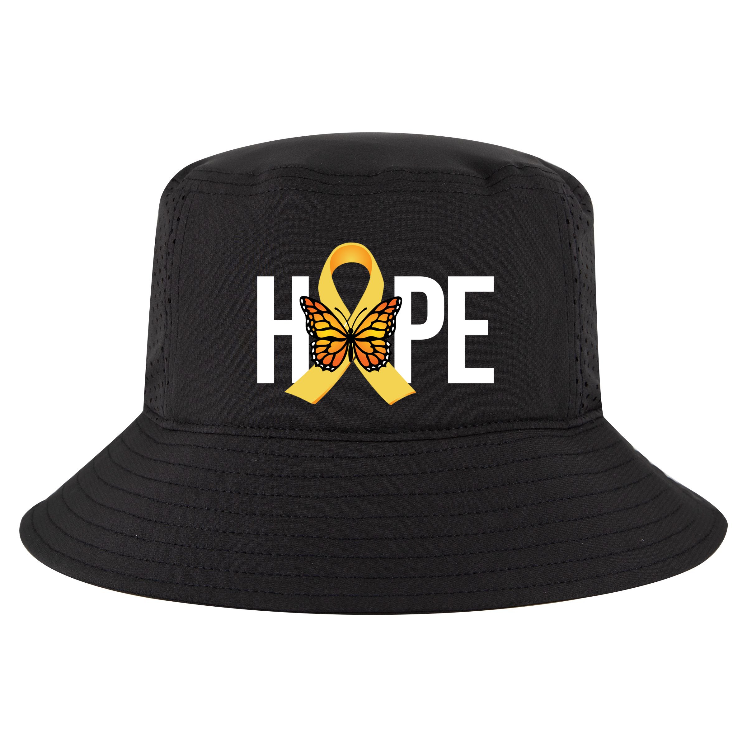 Hope Childhood Cancer Awareness Butterfly Ribbon Cool Comfort Performance Bucket Hat