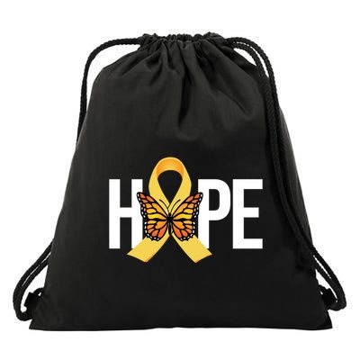 Hope Childhood Cancer Awareness Butterfly Ribbon Drawstring Bag