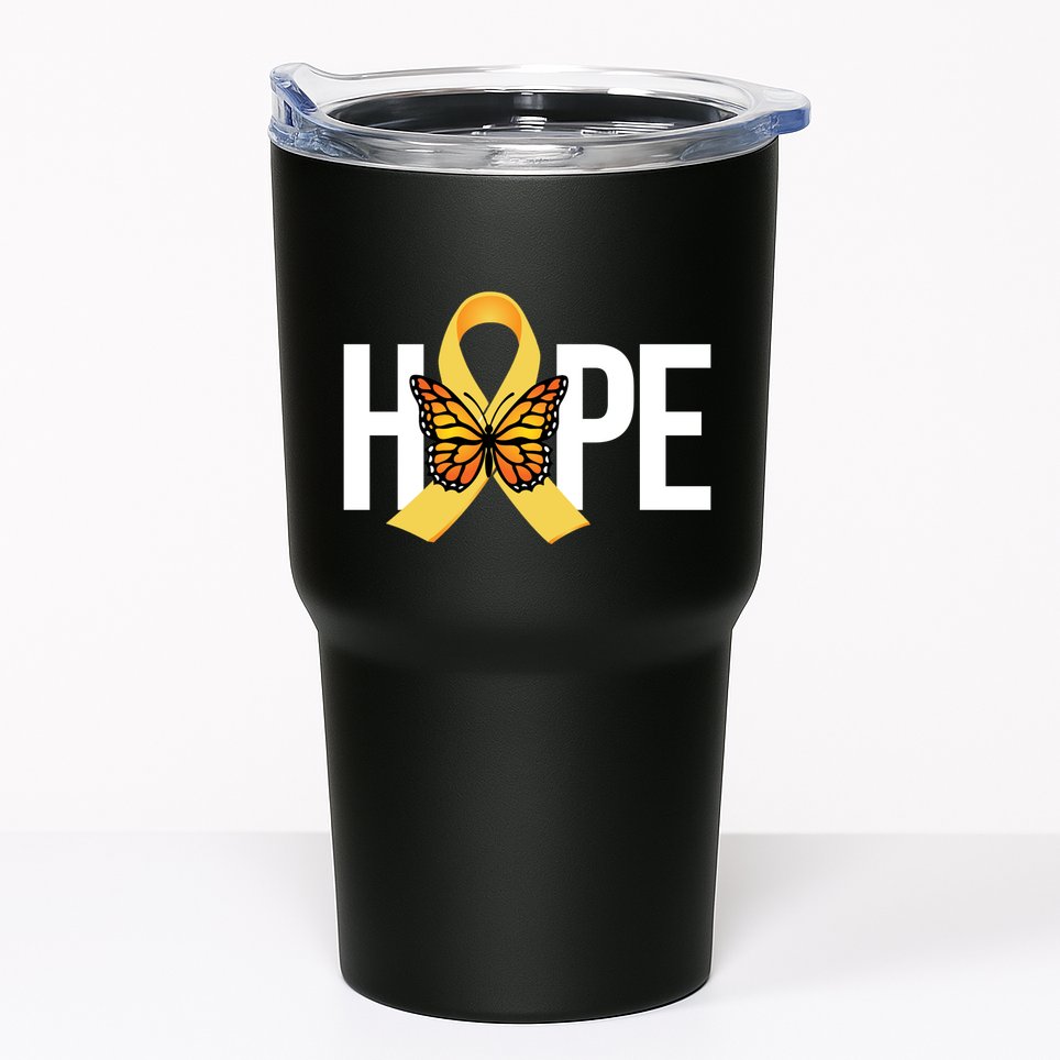 Hope Childhood Cancer Awareness Butterfly Ribbon Tumbler