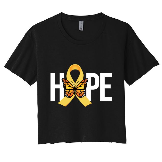 Hope Childhood Cancer Awareness Butterfly Ribbon Crop Top