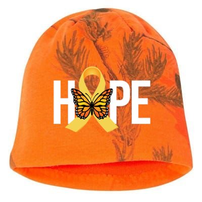 Hope Childhood Cancer Awareness Butterfly Ribbon Kati - Camo Knit Beanie