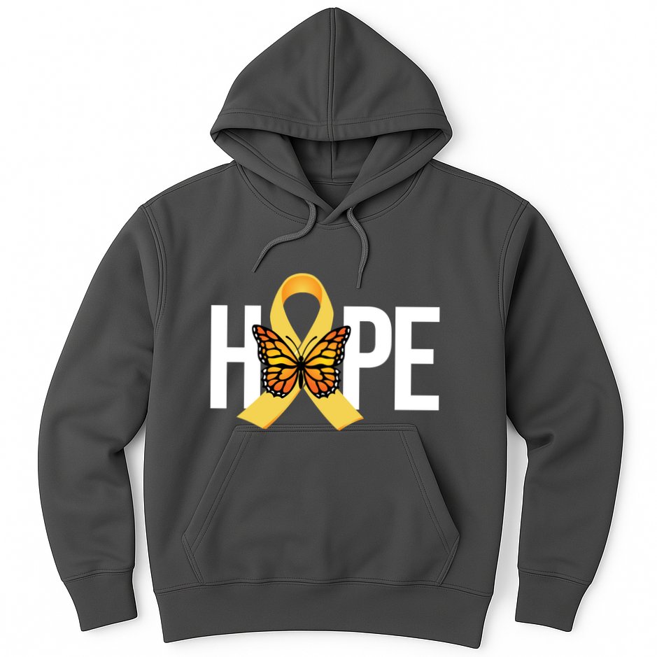 Hope Childhood Cancer Awareness Butterfly Ribbon Hoodie