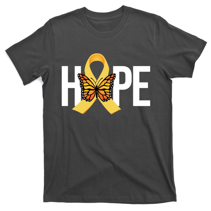 Hope Childhood Cancer Awareness Butterfly Ribbon T-Shirt