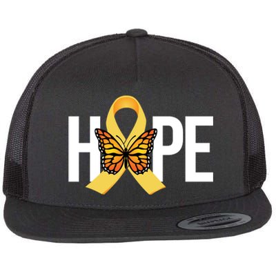 Hope Childhood Cancer Awareness Butterfly Ribbon Flat Bill Trucker Hat