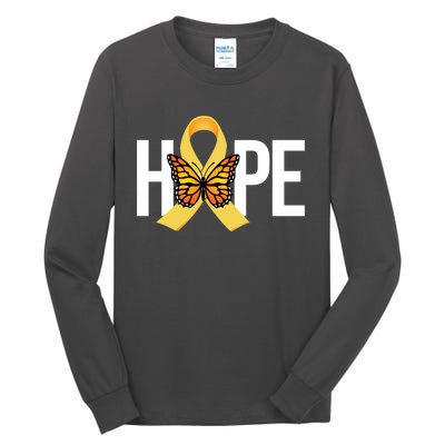 Hope Childhood Cancer Awareness Butterfly Ribbon Tall Long Sleeve T-Shirt