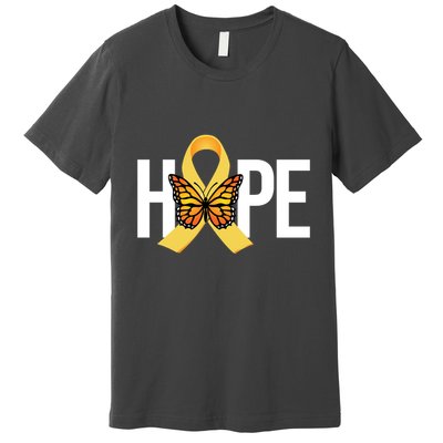 Hope Childhood Cancer Awareness Butterfly Ribbon Premium T-Shirt