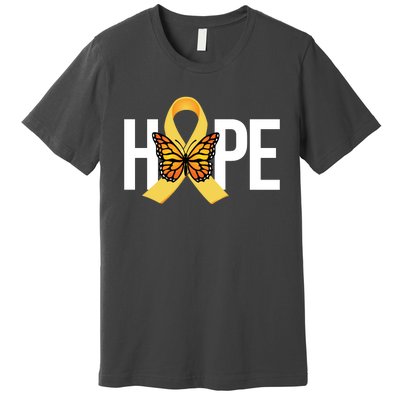 Hope Childhood Cancer Awareness Butterfly Ribbon Premium T-Shirt