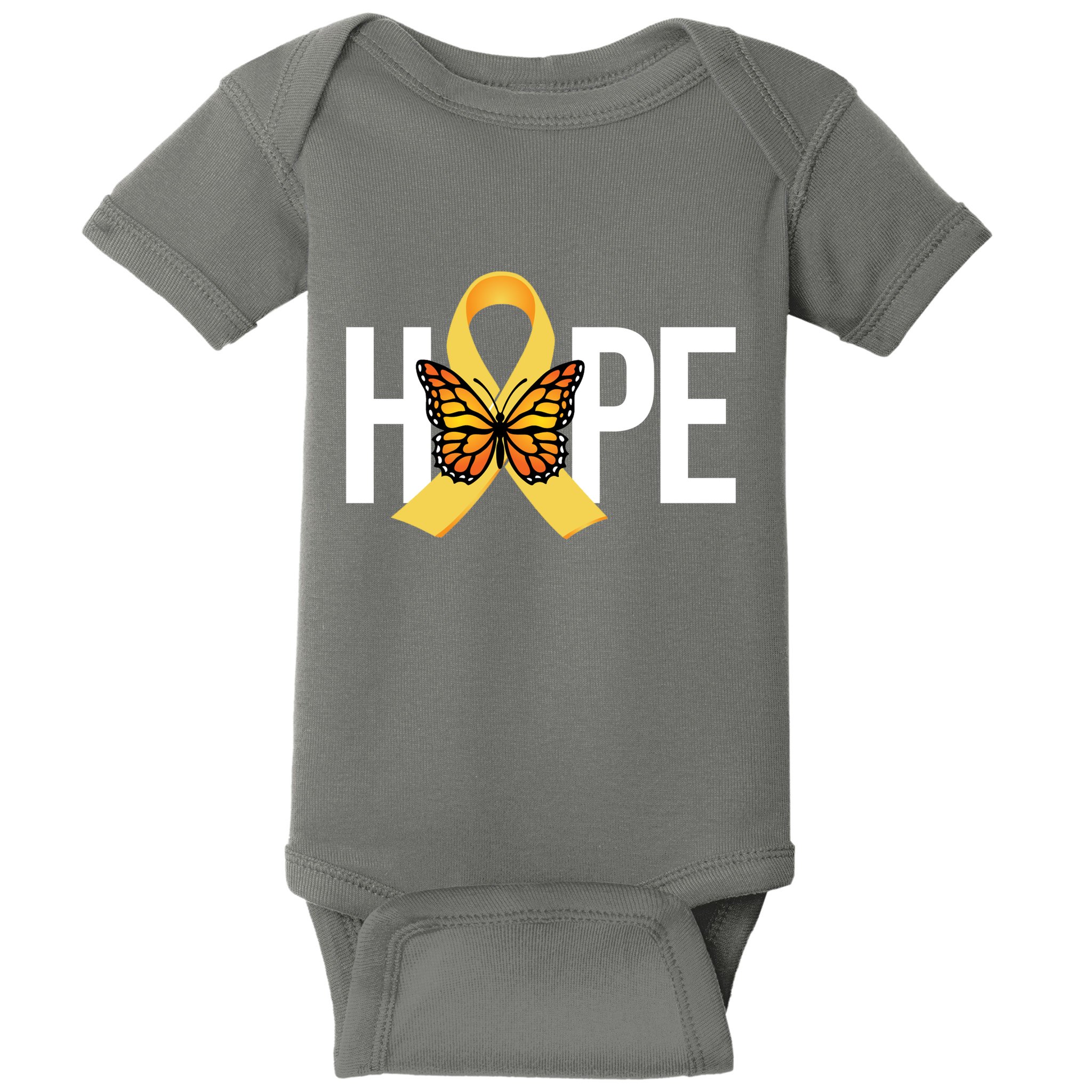 Hope Childhood Cancer Awareness Butterfly Ribbon Baby Bodysuit