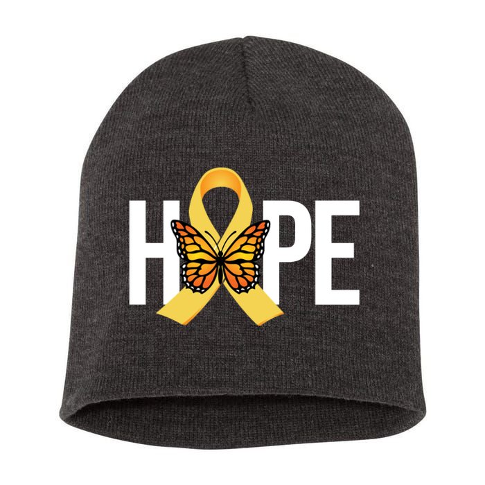 Hope Childhood Cancer Awareness Butterfly Ribbon Short Acrylic Beanie