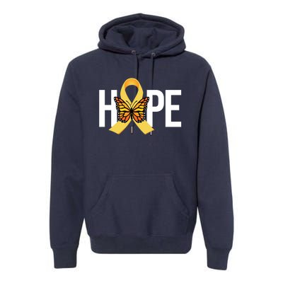 Hope Childhood Cancer Awareness Butterfly Ribbon Premium Hoodie