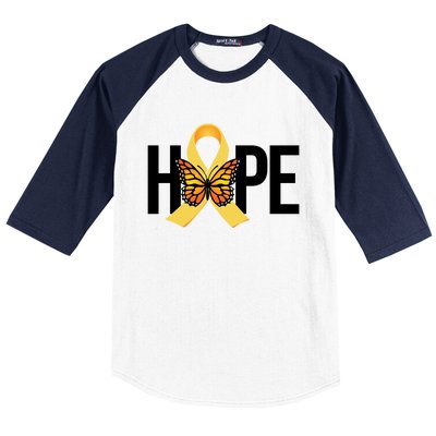 Hope Childhood Cancer Awareness Butterfly Ribbon Baseball Sleeve Shirt