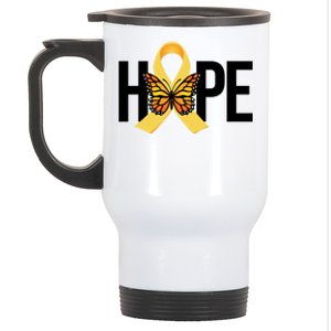 Hope Childhood Cancer Awareness Butterfly Ribbon Stainless Steel Travel Mug