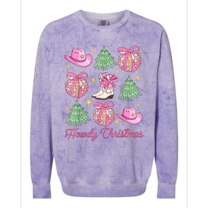 Howdy Christmas Coquette Bow Xmas Tree Western Country Colorblast Crewneck Sweatshirt