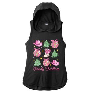 Howdy Christmas Coquette Bow Xmas Tree Western Country Ladies PosiCharge Tri-Blend Wicking Draft Hoodie Tank