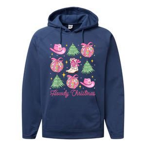 Howdy Christmas Coquette Bow Xmas Tree Western Country Performance Fleece Hoodie