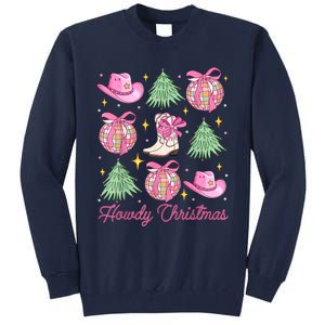 Howdy Christmas Coquette Bow Xmas Tree Western Country Tall Sweatshirt