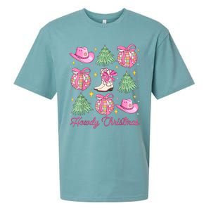 Howdy Christmas Coquette Bow Xmas Tree Western Country Sueded Cloud Jersey T-Shirt