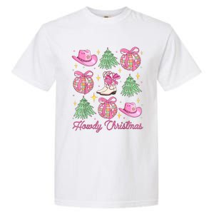 Howdy Christmas Coquette Bow Xmas Tree Western Country Garment-Dyed Heavyweight T-Shirt