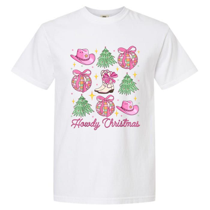 Howdy Christmas Coquette Bow Xmas Tree Western Country Garment-Dyed Heavyweight T-Shirt