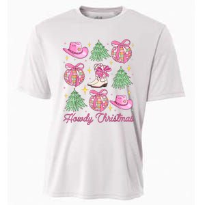 Howdy Christmas Coquette Bow Xmas Tree Western Country Cooling Performance Crew T-Shirt