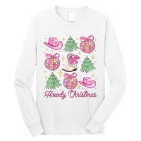 Howdy Christmas Coquette Bow Xmas Tree Western Country Long Sleeve Shirt