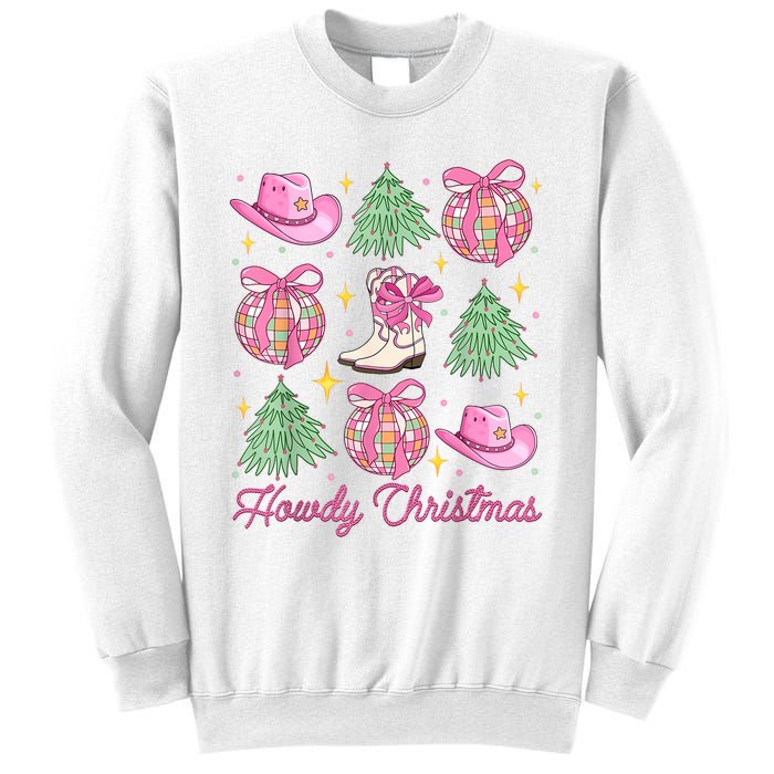 Howdy Christmas Coquette Bow Xmas Tree Western Country Sweatshirt