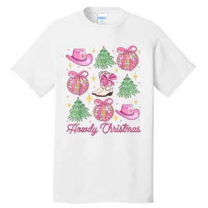 Howdy Christmas Coquette Bow Xmas Tree Western Country Tall T-Shirt