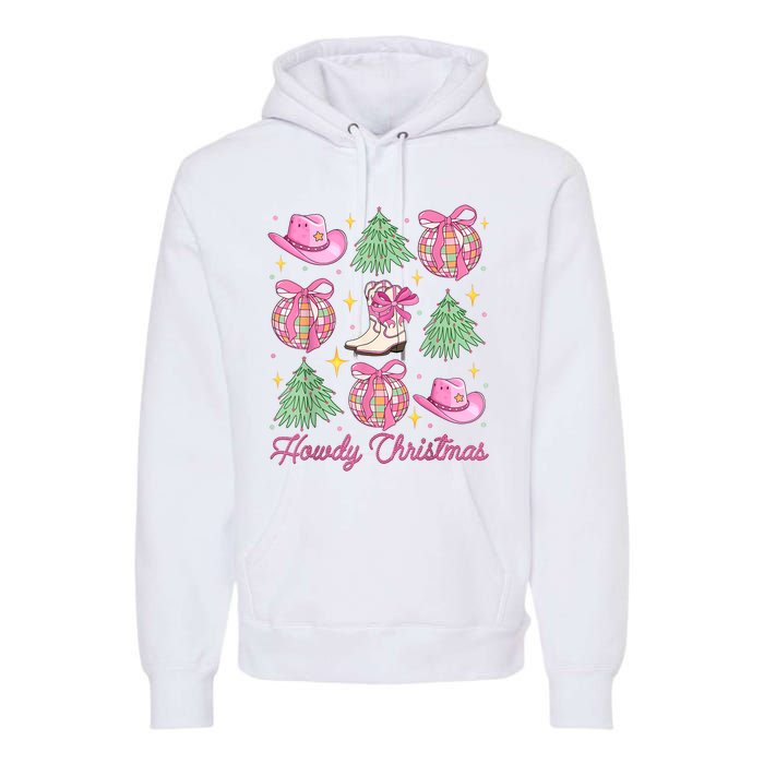 Howdy Christmas Coquette Bow Xmas Tree Western Country Premium Hoodie