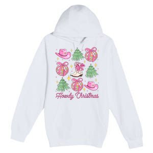 Howdy Christmas Coquette Bow Xmas Tree Western Country Premium Pullover Hoodie