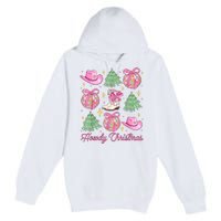 Howdy Christmas Coquette Bow Xmas Tree Western Country Premium Pullover Hoodie