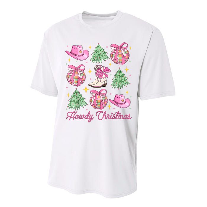 Howdy Christmas Coquette Bow Xmas Tree Western Country Performance Sprint T-Shirt