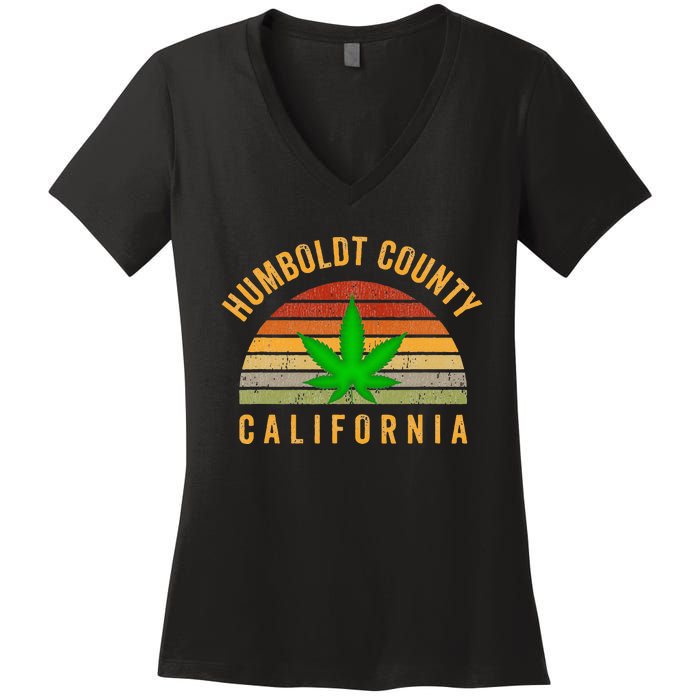 Humboldt County California Hemp Farmer Grower Weed Marijuana Women's V-Neck T-Shirt