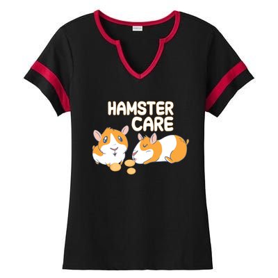 Hamster Care Cool Gift Ladies Halftime Notch Neck Tee