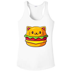 Hamburger Cat Catburger Funny Burger Cat Lover Foodie Ladies PosiCharge Competitor Racerback Tank