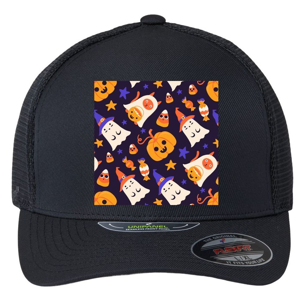 Halloween Cartoon Characters Flexfit Unipanel Trucker Cap