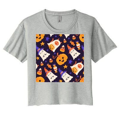 Halloween Cartoon Characters Women's Crop Top Tee