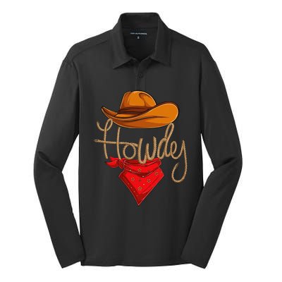 Howdy Cowboy Cowgirl Western Country Rodeo Howdy Silk Touch Performance Long Sleeve Polo