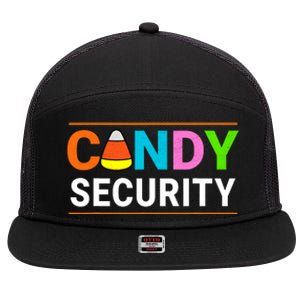 Halloween Candy Corn Candy Security Funny Halloween 7 Panel Mesh Trucker Snapback Hat