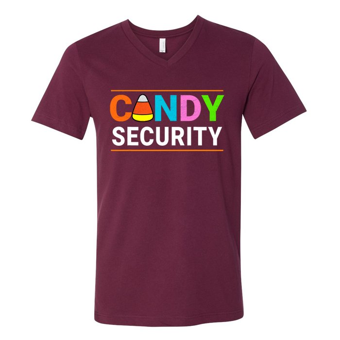 Halloween Candy Corn Candy Security Funny Halloween V-Neck T-Shirt