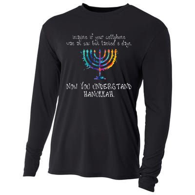 Hanukkah Chanukah  Cellphone Meme  Funny Jewish Gifts Cooling Performance Long Sleeve Crew