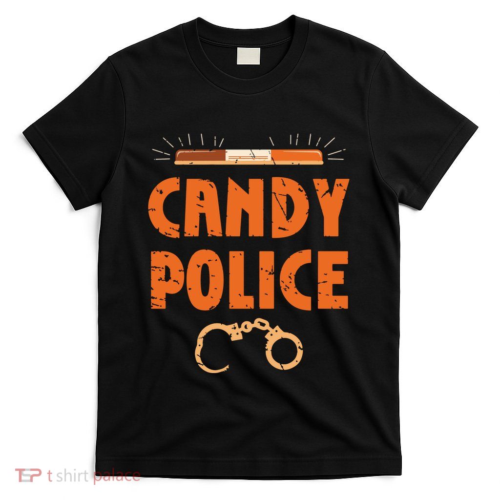 Halloween Costume Candy Police Fun Pumpkin Policeman Uniform T-Shirt