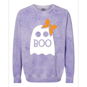 Halloween Costume Cute Ghost Boo With Bow Gift For Girl Colorblast Crewneck Sweatshirt