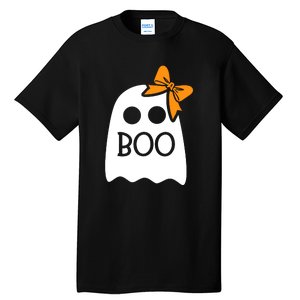 Halloween Costume Cute Ghost Boo With Bow Gift For Girl Tall T-Shirt