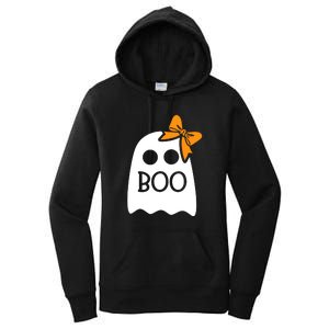 Halloween Costume Cute Ghost Boo With Bow Gift For Girl Women's Pullover Hoodie