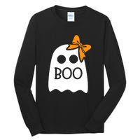 Halloween Costume Cute Ghost Boo With Bow Gift For Girl Tall Long Sleeve T-Shirt