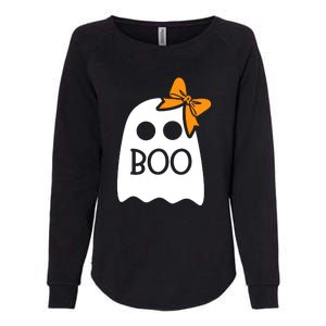 Halloween Costume Cute Ghost Boo With Bow Gift For Girl Womens California Wash Sweatshirt