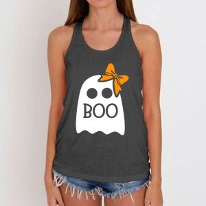 Halloween Costume Cute Ghost Boo With Bow Gift For Girl Women's Knotted Racerback Tank