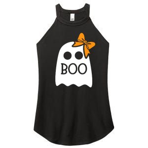 Halloween Costume Cute Ghost Boo With Bow Gift For Girl Women's Perfect Tri Rocker Tank