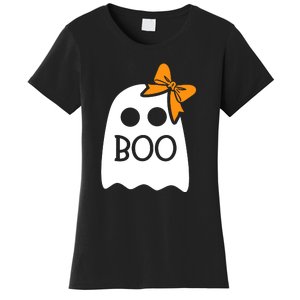 Halloween Costume Cute Ghost Boo With Bow Gift For Girl Women's T-Shirt