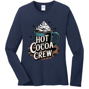 Hot Cocoa Crew Whipped Cream Winter Delight Cozy Winter Xmas Ladies Long Sleeve Shirt